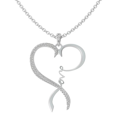 "Love" Heart Pendant With Micro Pave Set Stones