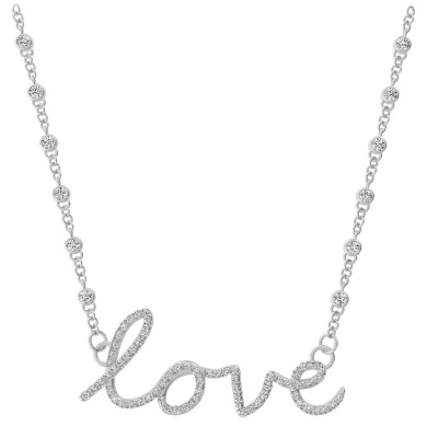 Diamond By The Yard "Love" Pendant With Pave Set Stones