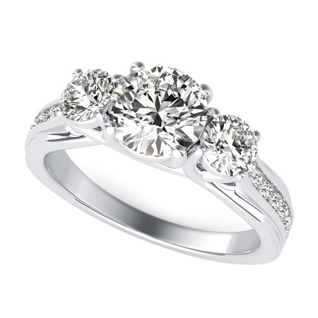 Amore Classic Three Stone Trellis Engagement Ring 