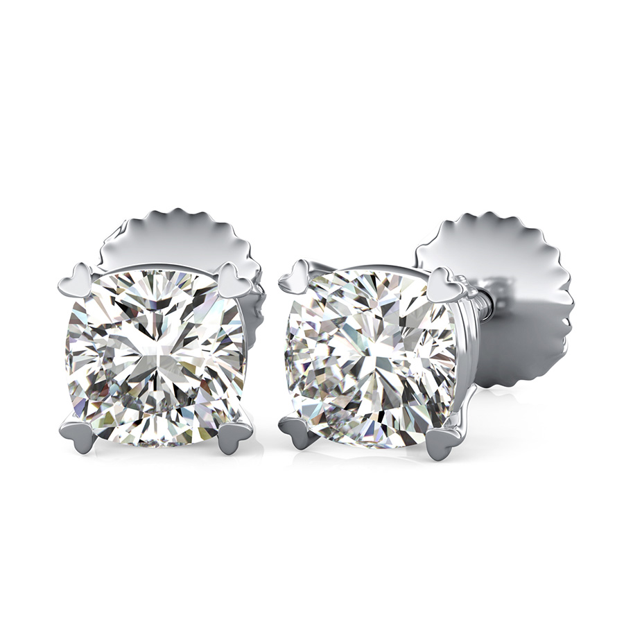 Solitaire Stud Earrings With Heart Shaped Prong Edwin Novel