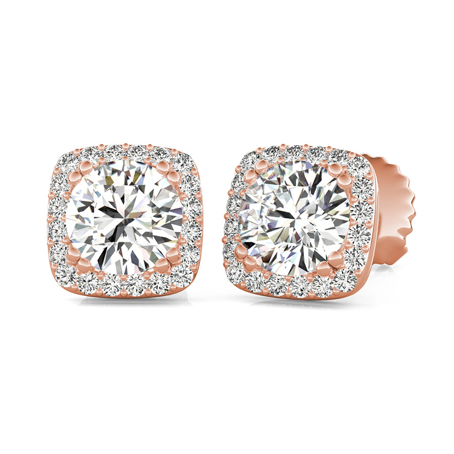 Square halo earrings hotsell