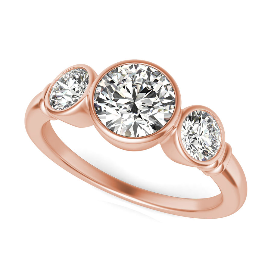 Bezel Three Stone Engagement Ring Edwin Novel Jewelry Design