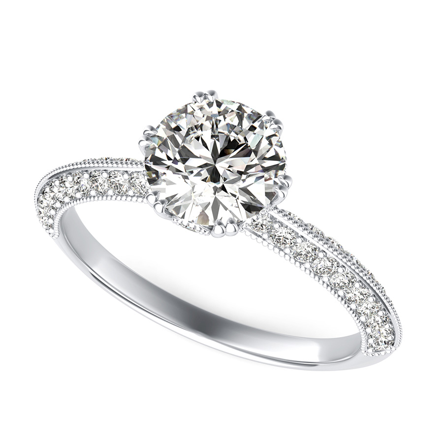 Knife Edge Engagement Ring With Milgrain & Stones On The Prong - Edwin ...