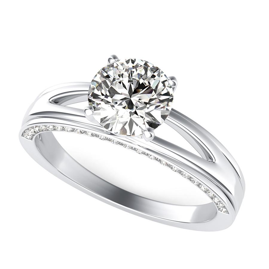 Split shank trellis diamond engagement ring store