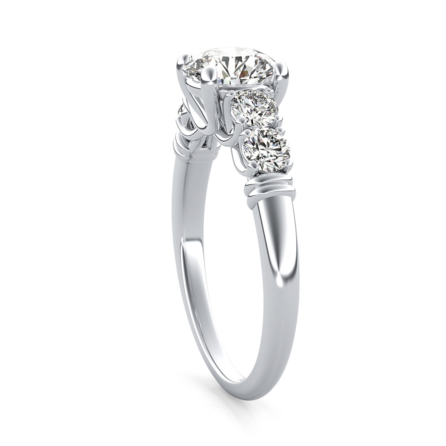 5 Stone Trellis Prong Setting Round Cut Diamond Engagement Ring GIA F VS1  1.22Ct | eBay