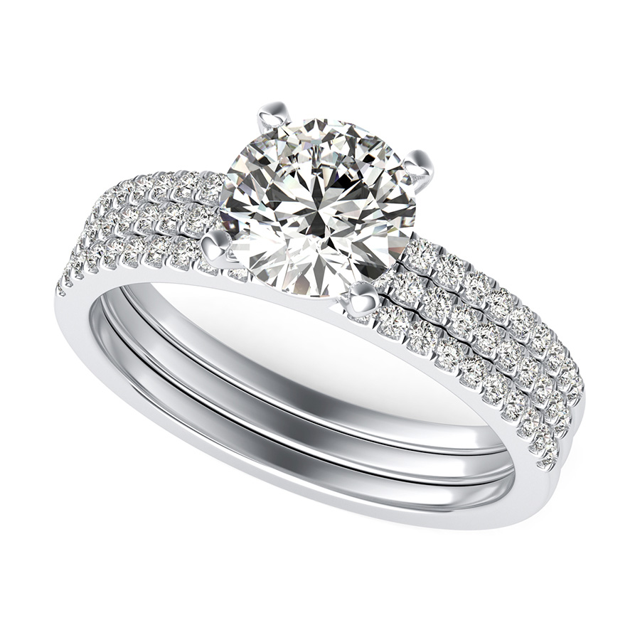 Double Band Engagement Ring With Additional Matching Band Edwin Novel