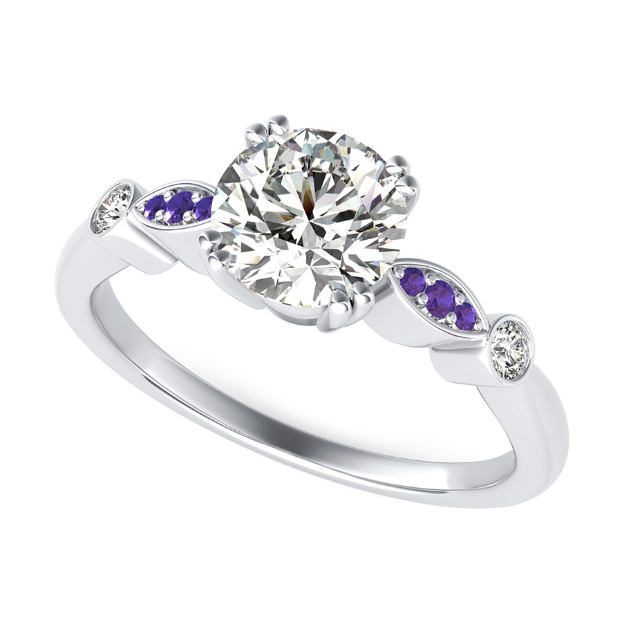 Engagement Ring With Bezel and Pave Set Side Stones Edwin Novel
